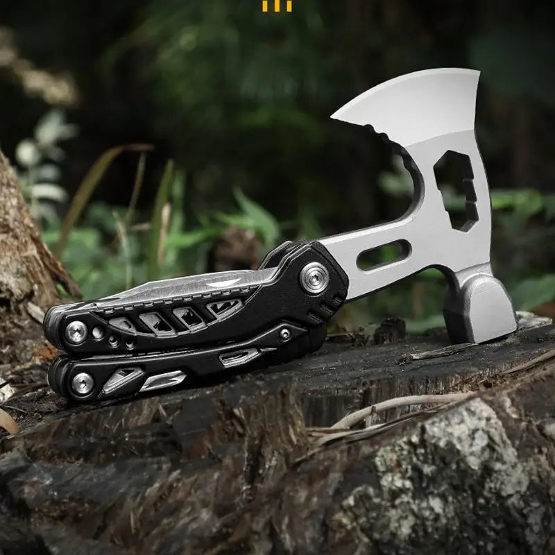 Survival Axe Multifunction Fold Pliers Axe 15-in-1 MultiTool Camping Ax Hammer Outdoor Escape Tool Portable EDC Pocket Knives