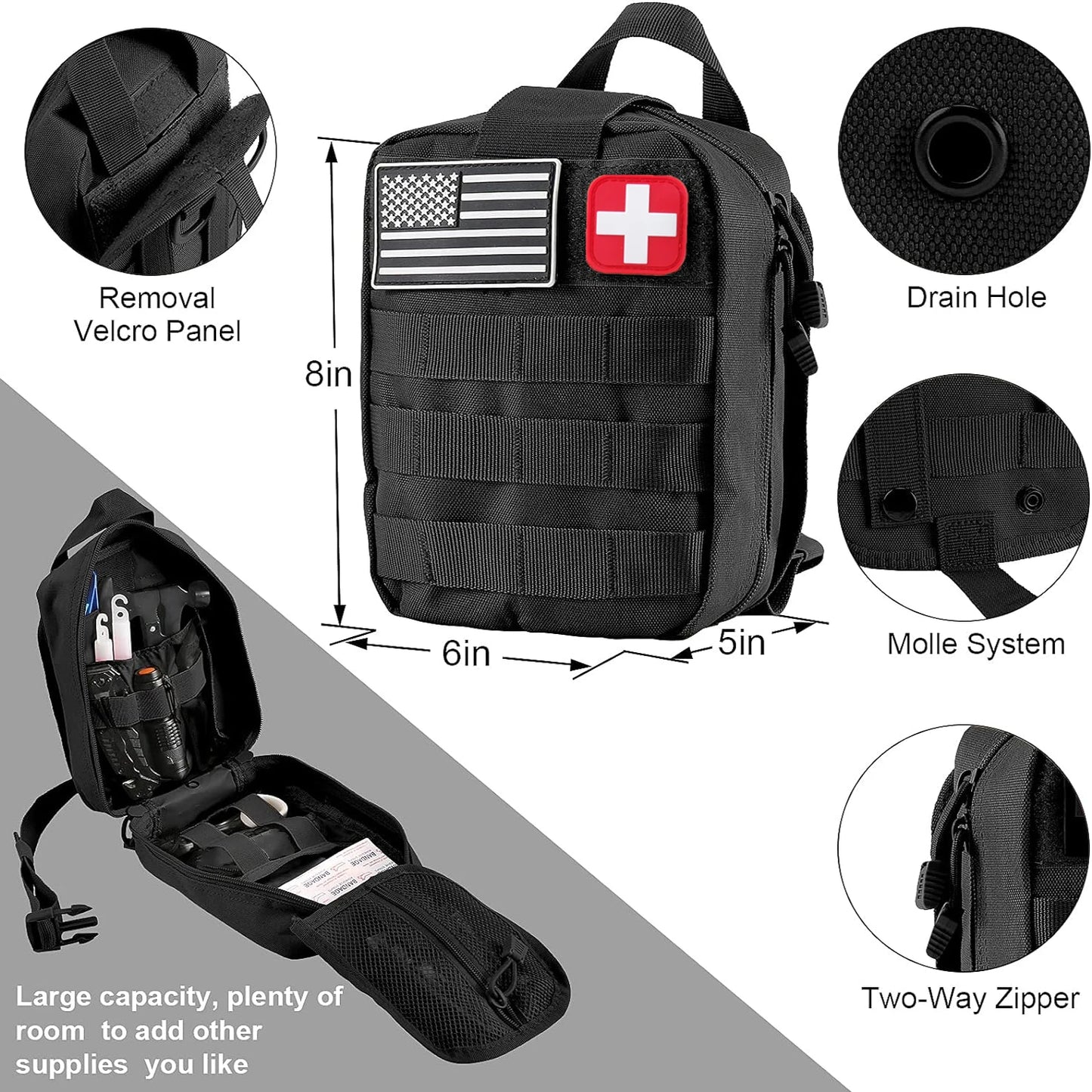Survival First Aid Kit Military Full Set Molle Outdoor Gear Emergency Kits Camping Hiking  Adventures Trauma Bag First Aid Kit