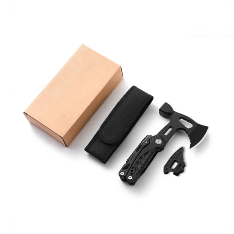 Survival Axe Multifunction Fold Pliers Axe 15-in-1 MultiTool Camping Ax Hammer Outdoor Escape Tool Portable EDC Pocket Knives