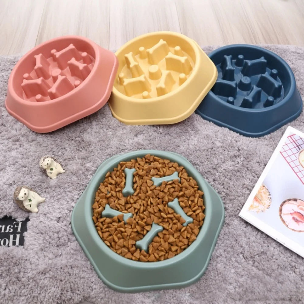 Pet Dog Slow Feeder Bowl Fat Help Healthy Safe PP Bowls Non-slip Anti-choking Puppy Food Container Feeding Bone Dish Bowl