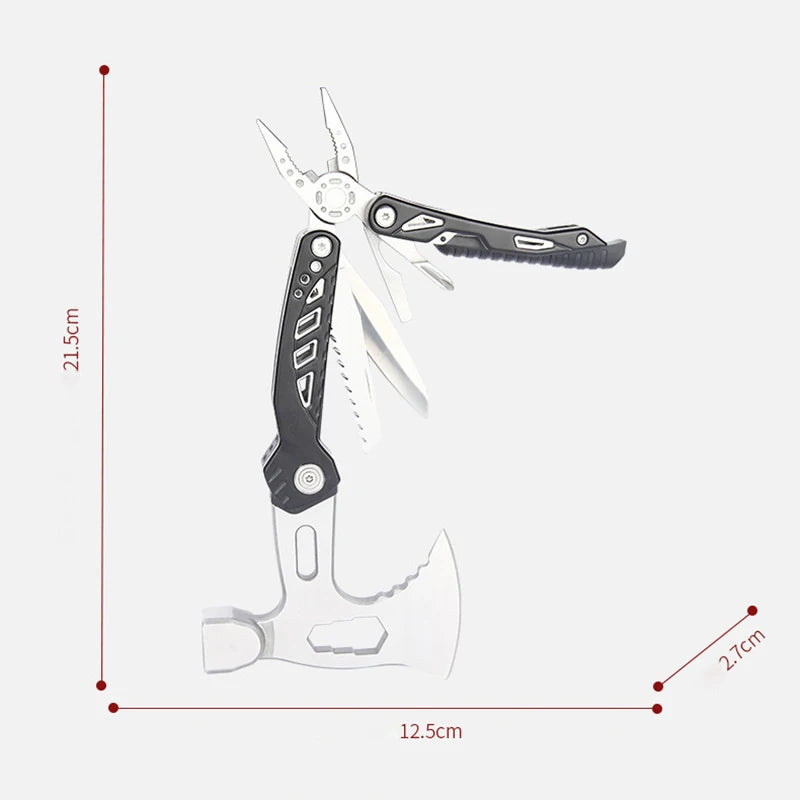Survival Axe Multifunction Fold Pliers Axe 15-in-1 MultiTool Camping Ax Hammer Outdoor Escape Tool Portable EDC Pocket Knives