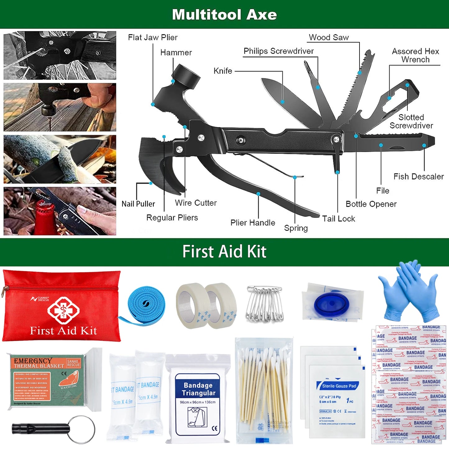 Survival First Aid Kit Military Full Set Molle Outdoor Gear Emergency Kits Camping Hiking  Adventures Trauma Bag First Aid Kit