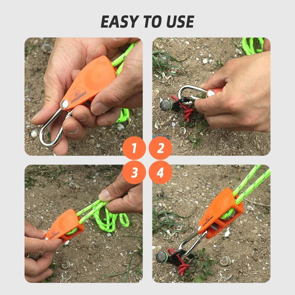 Pulley Ratchets Kayak and Canoe Boat Bow Stern Rope Lock Tie Down Strap 1/8 Inch Heavy Duty Adjustable Rope Hanger Camping Gear